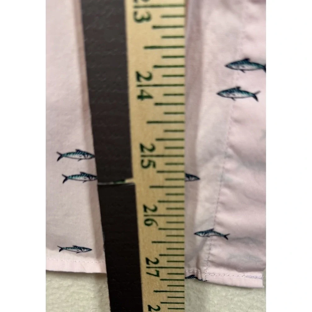 Banana Republic, Men's S, SS Shirt, Luxe Poplin, Slim Fit Pink Fish‎ Print